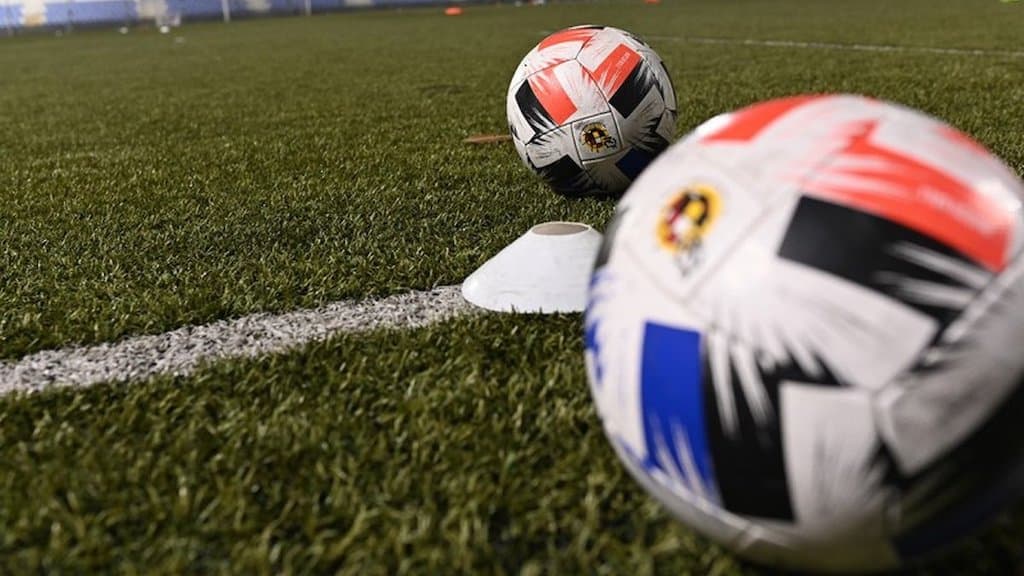 soccer balls on the field